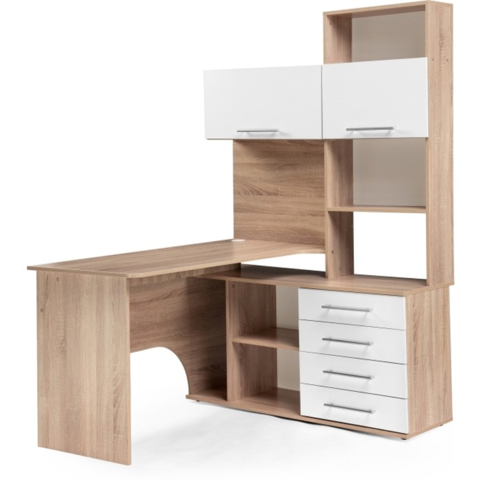 Компьютерный стол КСТ-14П правый, ЛДСП, дуб сонома/белый 123,5x140x182,8 см