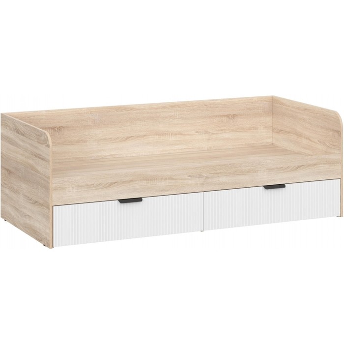 Кровать Стокгольм КРД03-90 дуб сонома/ЛДСП/МДФ, пломбир 900х2000