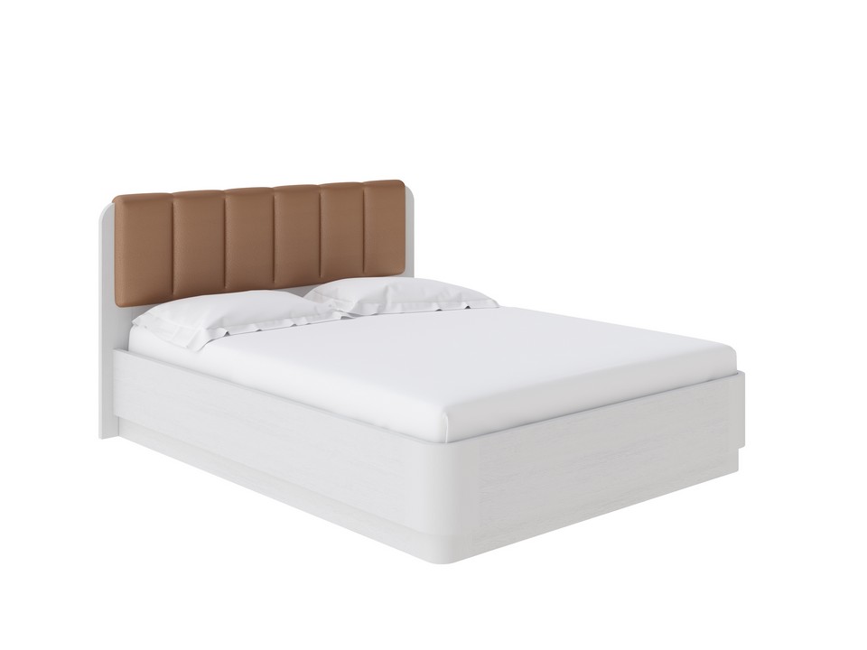 Кровать Орматек Wood Home 2 с подъемным механизмом (Экокожа Белая эмаль (сосна) с брашированием/Бронзовый перламутр (5069)) 80x190
