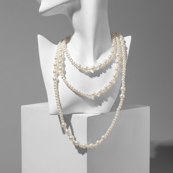 Бусы «Жемчуг» трансформер, шар №4,8, цвет белый в серебре, 150 см