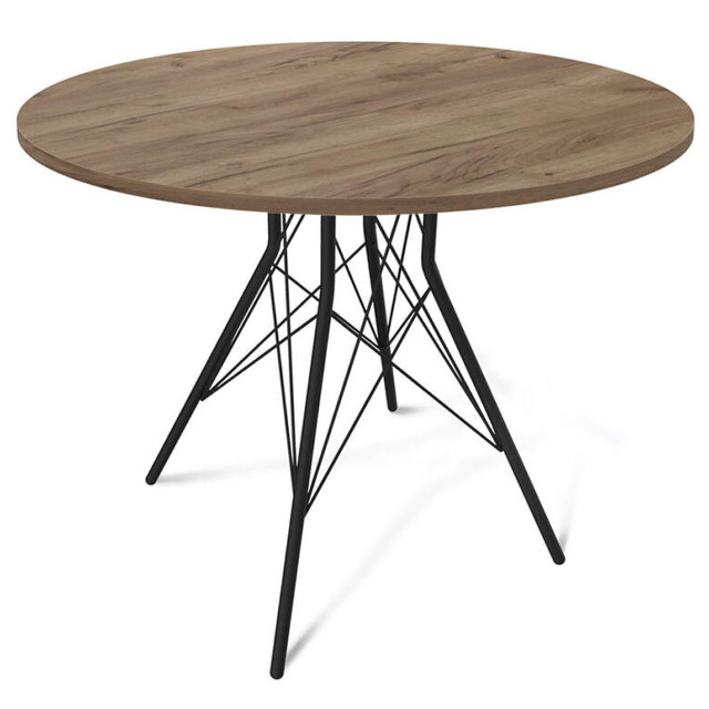 стол нераздвижной круглый Sheffilton SHT-TU2-1/90 900х900х745мм черный муар/дуб галифакс табак метал