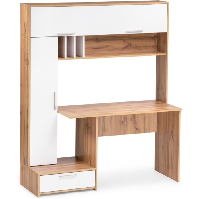 Компьютерный стол Лайт 03.243 ЛДСП, дуб золотой/белый 150х57х180 см