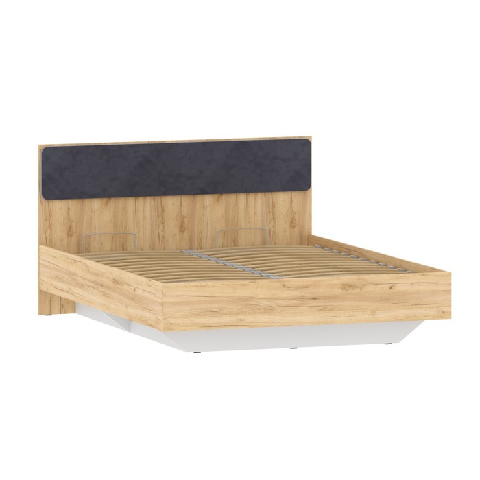 Кровать двуспальная «Оттавия 011.56», с ортопедическим основанием, с подъёмным механизмом,1600×2000 мм, цвет велюр ультра графит/белый фасадный